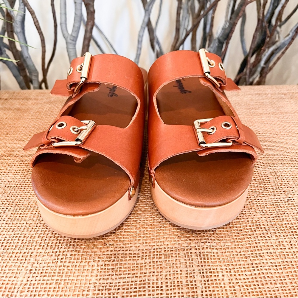 Free People Fiona Buckle Clogs Sandals Size 9 Brown - Picture 3 of 11